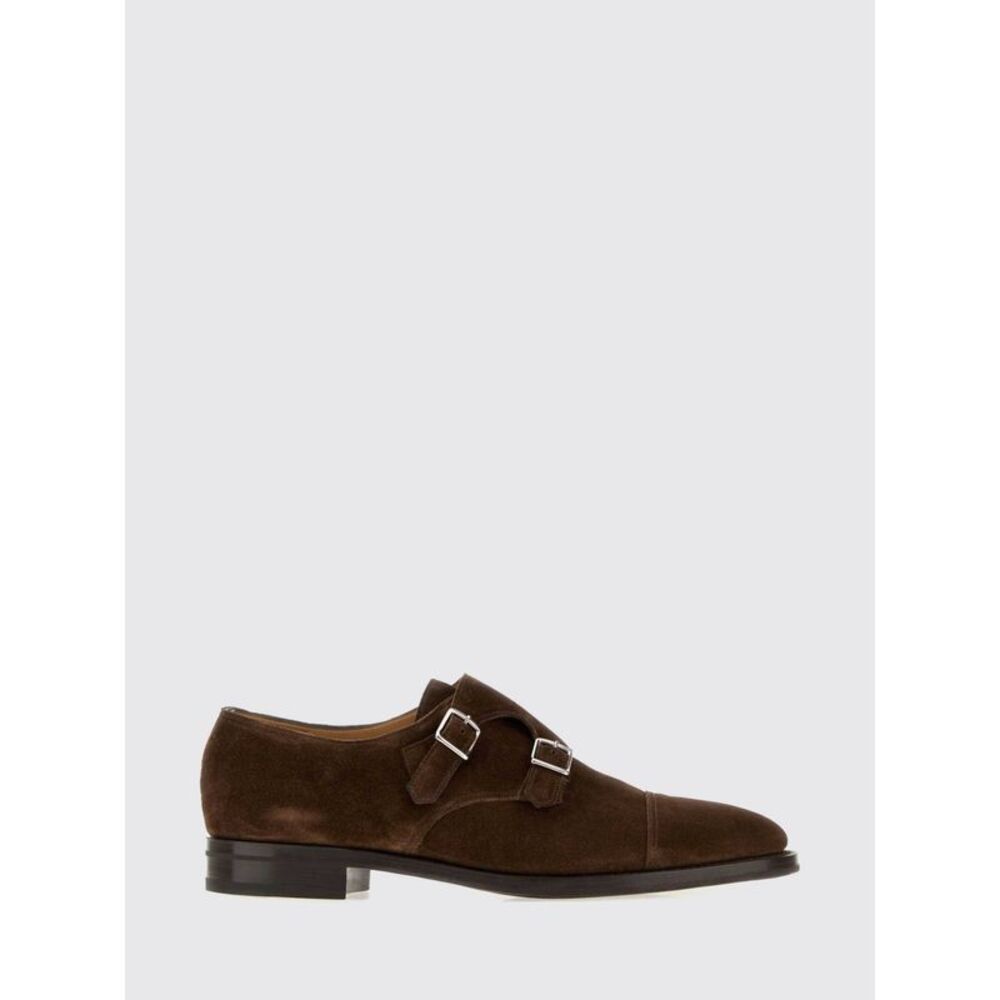 John Lobb Men Suede Double Monk Strap Shoes John Lobb With Round Toe